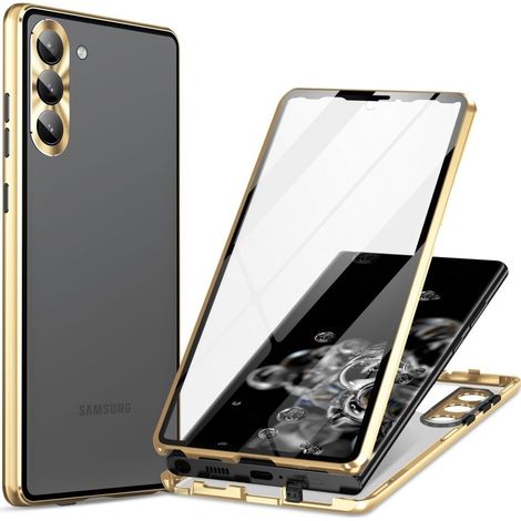Custodia per Samsung Galaxy S23, con doppio vetro magnetico, colore oro. (1/5)
