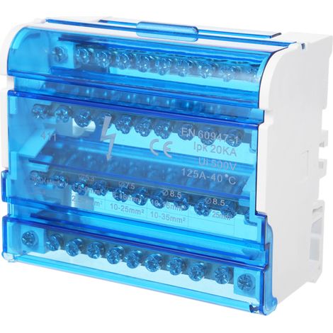 Irovami Boîte jonction 4 niveaux 411 bornes – Rail DIN, transparent – Idéal pour distribution, électrique (1/5)