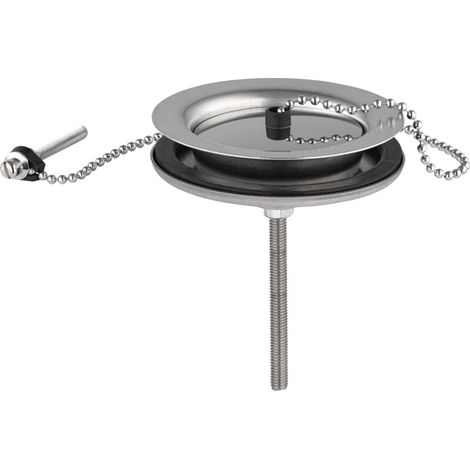 – Kit d'obturation Ø60 mm pour évier en grès à 2 bacs – Bouchon chromé avec chainette – Débit 70 litres/minute (1/2)