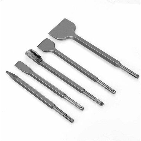 5pcs Burin Carrelage SDS -plus, Burin Coffret, Burin Perforateur Beton Pour Enlevement De Béton Et Carrelage De Sol Et Mur (1/4)