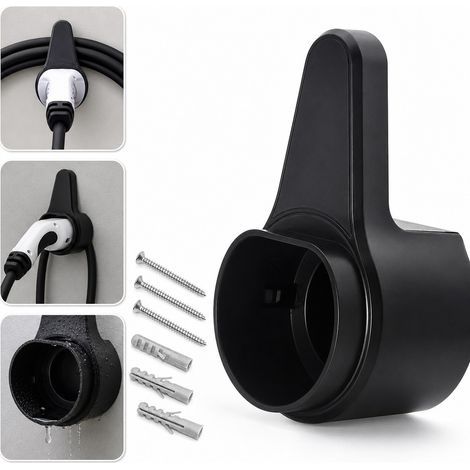 Support Mural Porte-Cable Type 2 pour Prise de Recharge Nylon Noir 14.2 x 7.8 x 6.8 cm (1/5)