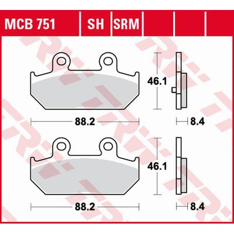 Pastillas de freno TRW ZF KH412 sinterizadas para Suzuki AN 250 Sky Wawe '07-'08, AN 400 Burgman '07-, AN 650 Burgman '04-, traseras.