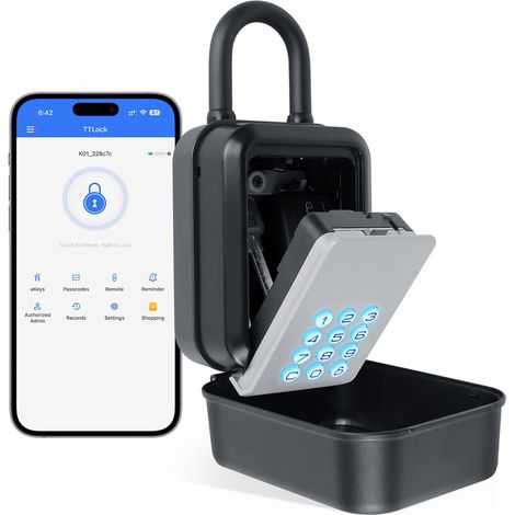 LEDANDER Coffre-fort intelligent TTlock avec contrôle via application, code à 12 chiffres, format suspendu, idéal pour Airbnb, maison, garage, bureau, agence immobilière et chantier. (1/5)