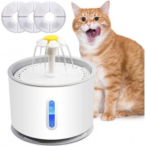 amélioré 2,4l fontaine à eau pour chat, distributeur eau pour chat avec led et fenêtre de niveau d'eau, automatique silencieuse (1/4)