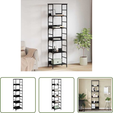 vidaXL Bücherregal Holz - Bücherregal Schwarz Eichen-Optik 50 x 33 x 188,5 cm (1/5)