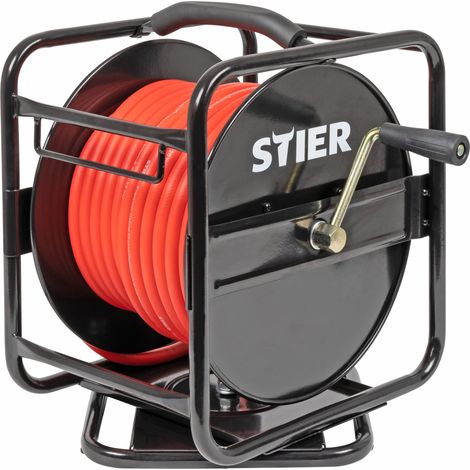 STIER Druckluft Schlauchtrommel inkl. Wandhalterung, Druckluftschlauch SBT-30, max. Druck 20 bar, Ø 8 mm, ausziehbare Länge 30 m, einfaches Aufwickeln