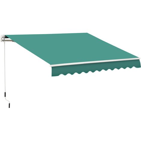 Tenda a rullo da parete con braccio articolato e manovella, robusta struttura in alluminio e tessuto in poliestere, 295 x 245 cm, verde.
