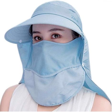 Chapeau-visière de protection solaire pour femme, casquette à large bord avec protection UV, pliable, avec rabats ajustables amovibles (1/5)