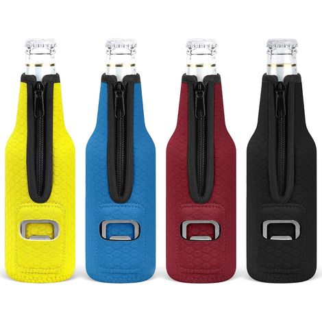 4 Pièces 12oz 330ml Refroidisseur de Boissons Bières Manchon Refroidisseur de Bouteille de Vin Isolant Néoprène Glaciere Bouteille Réutilisables Can Sleeve pour Fête Anniversaire Cadeau (1/5)