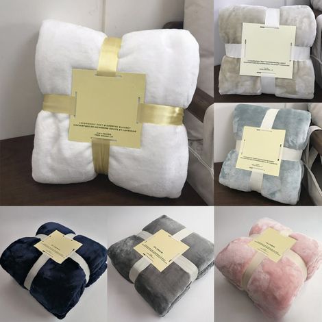 Couverture en flanelle polaire douce, couleur unie, couvre-lit, housse de lit moelleuse pour canapé-lit (1/4)