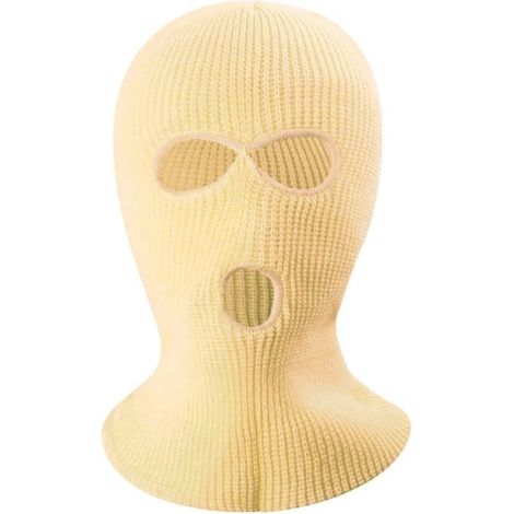 Masque intégral d'hiver, cagoule à trois trous, bonnet tricoté, cache-cou - Jaune (1/5)