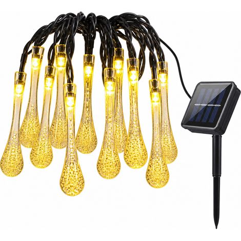 Guirlande Solaire LED Gouttes Blanc Chaud, 200 LED, 22 m, Étanche Extérieur, 8 Modes (1/5)