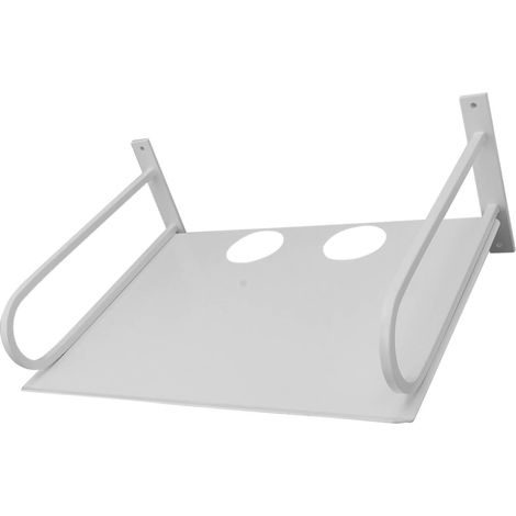 Etagère murale blanche pour projecteur dimensions 33x25cm avec trous pour câbles pré-percés et bords de protection, support de montage en acier robuste pour équipement home cinéma et multimédia (1/5)