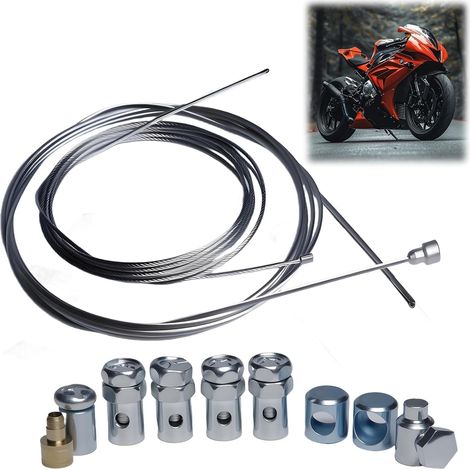 Kit Câble d'Embrayage Universel 2 mm 1,5 m Argenté Câble d'Accélérateur avec 8 Connecteurs Filetés (1/5)