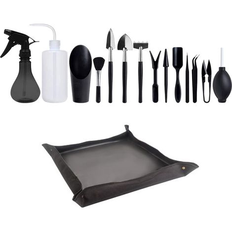 15 Pièces Mini Ensemble d'outils de Jardinage Outils de Plantation de Jardin pour Transplantation Succulente Kits d'outils de Jardinage avec Tapis de Jardin Imperméable Liable (1/5)
