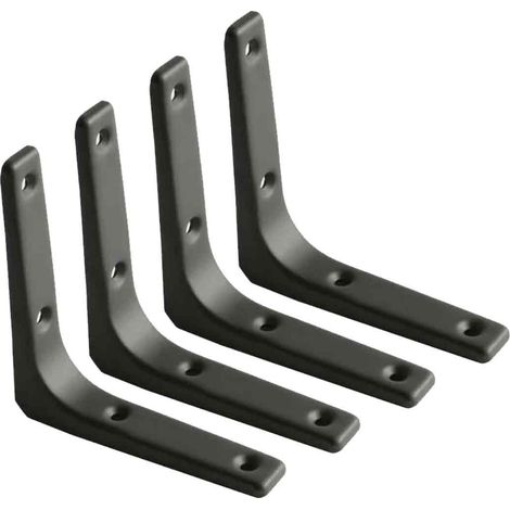 Équerre Étagère - Métal Noir Mat - 100 mm x 100 mm - Charge Lourde - Pour Cuisine Salon Chambre - 4 Pièces (1/5)