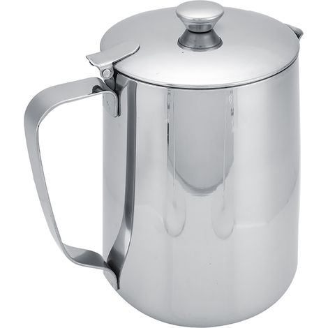 Tasse à café en acier inoxydable avec couvercle, pichet à lait et mousseur à lait pour latte art (1500 ml) (1/5)
