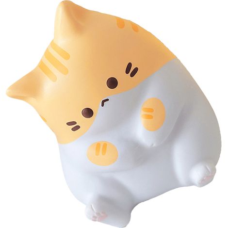 Niedliches Quetschspielzeug im Katzen-Design, sicher, weich, aus PU, mit langsamer Rückstellkraft, dekorativ, leuchtend, ideal für Familie, Büro und Reisen, gelb (1/5)