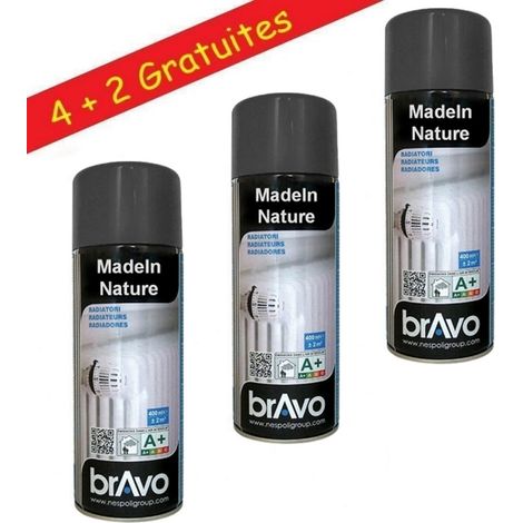 Lot Aérosol Peinture, Bombe en Spray de 400 ml, spécial Radiateurs - Radiateur Gris anthracite Ral 7016 - Lot de 6. (1/5)