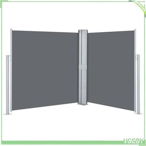 Auvent latéral rétractable - FAFEICY - 48456 - Anthracite - 140 x 600 cm - Enroulement automatique - Cadre acier (1/5)