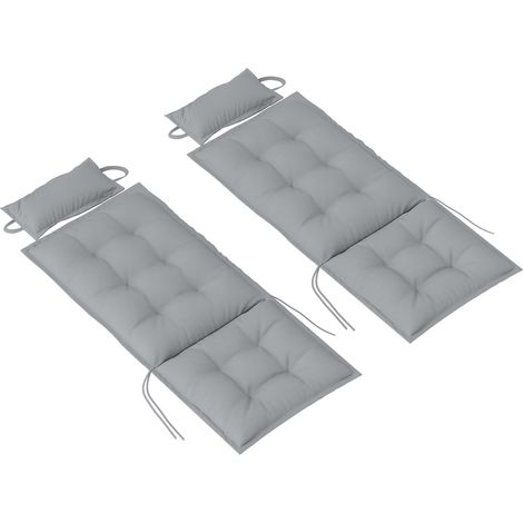 2er Set Auflage für Sonnenliege Wasserabweisend Liegenauflage für Gartenliege Polsterauflage für Strandliege Liegestuhl Kissen Polster für Gartenmöbel Auflagen 50x116x5 cm, Hellgrau Aosom