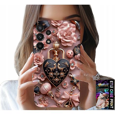 Hülle für Samsung Galaxy A13 4G – feminine Muster, Vorhängeschloss-Herz-Hülle + Glas (1/5)