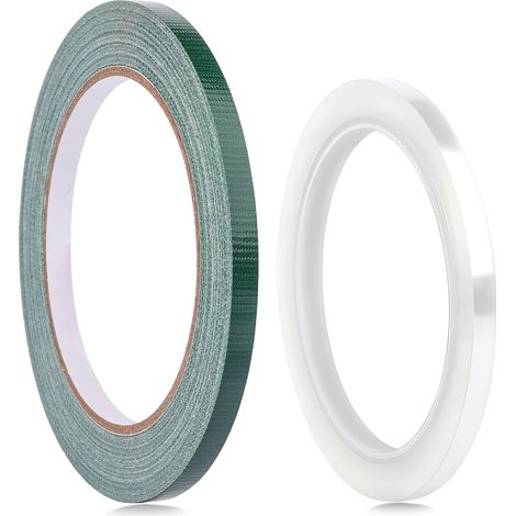 2 rouleaux 0,6cm Bande Florale, Ruban Floral Adhésif, Ruban Floral, Floral Tape pour Vases à Tige Guirlande de Fleurs Artificielles Fournitures d'Arrangement Floral (Vert et Transparent) (1/5)
