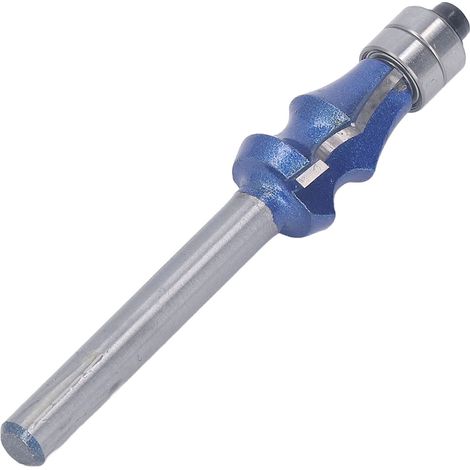 Fraise à rogner professionnelle argentée-bleue 1/4" R3" 17" avec queue de 1/4" et double roulement pour le travail du bois (1/5)