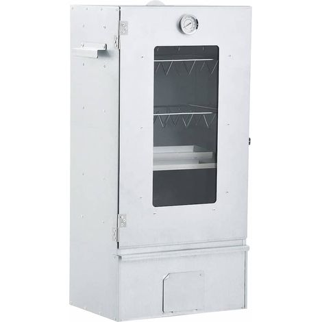 Fumoir barbecue en acier galvanisé, 1 kg de copeaux, 12 crochets, 44,5 x 29 x 83 cm - PANGIVO (1/5)