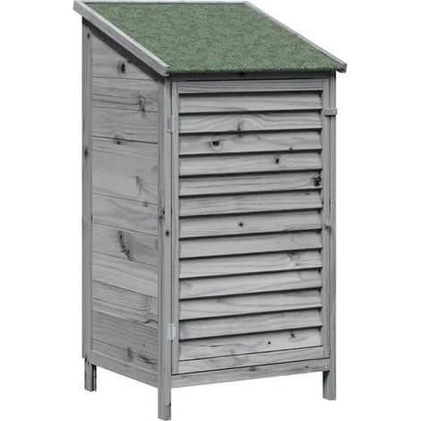 Chalet de jardin gris, 59 x 56 x 113,5 cm, en bois de cèdre massif (1/5)