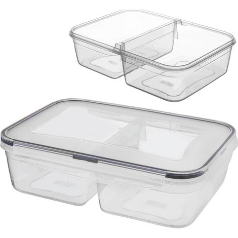 Contenedor de alimentos con tapa y precinto, dividido, 2 l