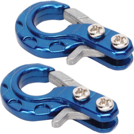 Lot de 2 crochets de treuil en alliage d'aluminium pour câble de traction de course, compatibles avec les voitures RC tout-terrain 1/10 (bleu). (1/5)