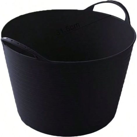 Auge en Caoutchouc Élastique 12L Seau Noir avec Poignées de Transport Panier de Jardin Universel et Flexible (1/4)
