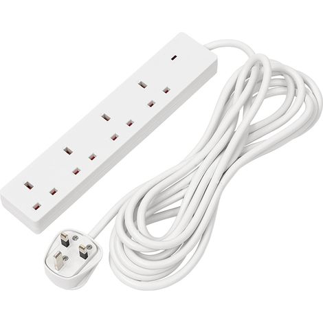 Draper 30899 4 Way White Extension Lead, 5m (1/2)