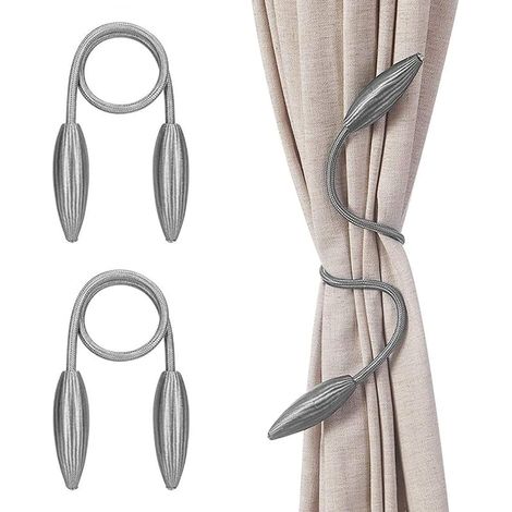 2PCS Cravate de Rideau,Noeud de Rideau créatif,Boucle de Rideau,Cravate de Rideau,Convient aux Rideaux,Rideaux de Porte,décoration de la Maison Bricolage-Gris 55cm (1/5)
