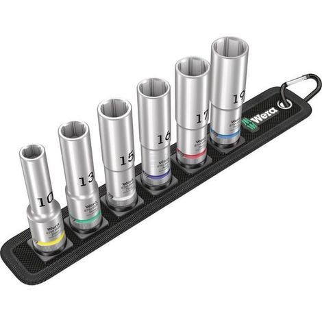 Juego de llaves de vaso largas de 1/5" en riel de soporte Belt C Deep 6 piezas WERA 05004565001