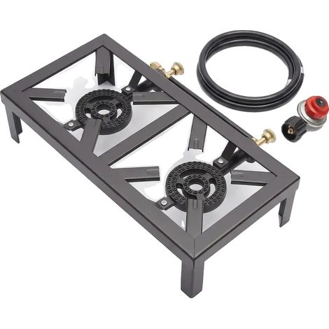 Hornilla de gas para camping, doble quemador, diseño portátil, doble control. (1/2)