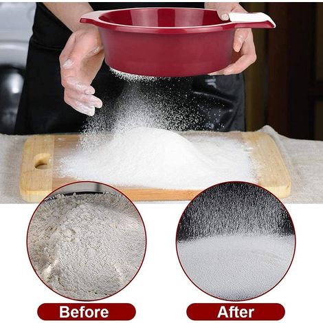 Tamis à farine en acier inoxydable, passoire à pâtisserie, outil de cuisson, organiseur de rangement, tamis fin pour farine et sucre glace. (1/5)