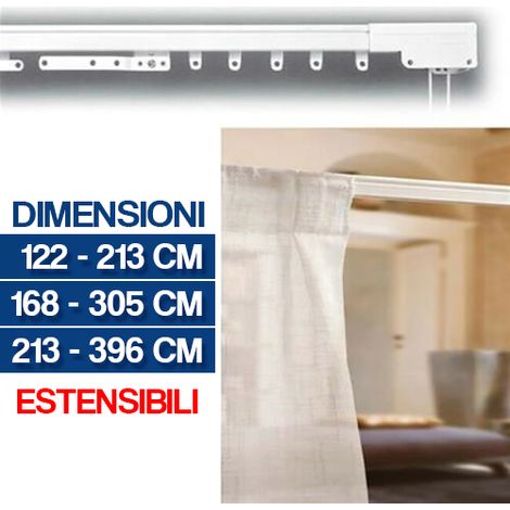 Scorritenda In Acciaio Bianco Orsa Minore Con Supporti Laterali 122-213cm 1pz (1/4)