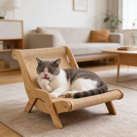 Planche à gratter 2026 pour chat - Grande planche à gratter 2 en 1 - Résistante aux rayures et à faible peluches - Convient aux chats jusqu'à 50,8 cm de long - Lit surélevé pour chats (kaki) (1/5)