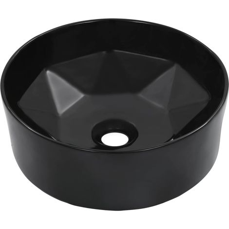 Lavabo da appoggio per l'interno del bagno cabina doccia cabina WC 36 x 14 cm ceramica nera 020002619