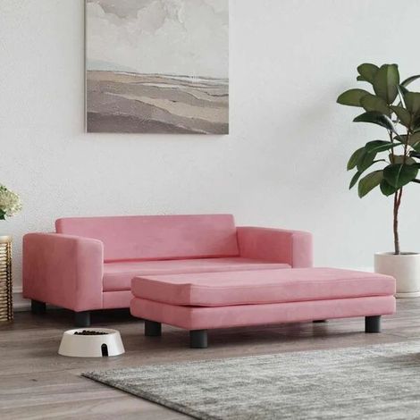 Panier pour chien extensible, rose, 100 x 50 x 30 cm, en velours