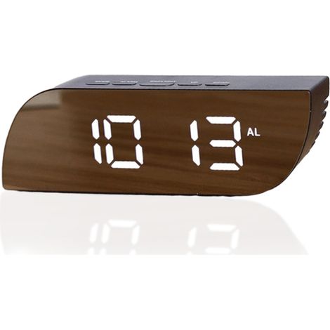 Reloj despertador digital, pantalla LED grande, modo nocturno, función de repetición de alarma, fecha y temperatura, para dormitorio y oficina. (1/5)