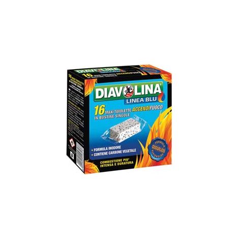 DIAVOLINA ACCENDIFUOCO LIGNITE- - conf. 16 tavolette maxi - 16 pezzi DIAVOLINA