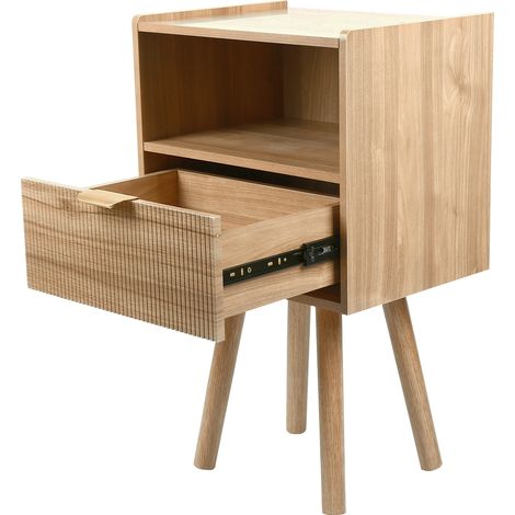 Nachttische mit Schubladen,Nachtschrank mit Beinen,Nachttisch, Nachtkommode, 42x30x65cm,braun (1/5)