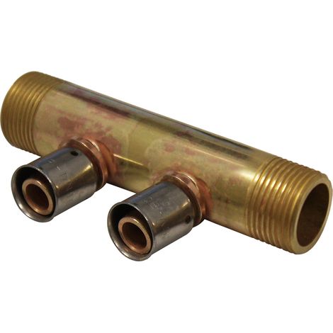Collecteur à Sertir PER entraxe 40mm Ø3/4" (20/27) Mâle Mâle - 2 Piquages Ø12 avec ses Bagues - Arcanaute (1/2)