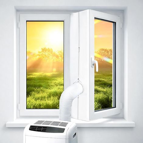 400 cm langes Dichtungsset für Klimaanlagen, Fensterdichtung für mobile Klimageräte und Wäschetrockner, kompatibel mit allen mobilen Klimageräten, Doppelreißverschluss, einfache Montage (1/5)