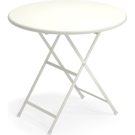 EMU Arc En Ciel Tavolo Tondo Pieghevole Ø80 Bianco Raggrinzato 9002