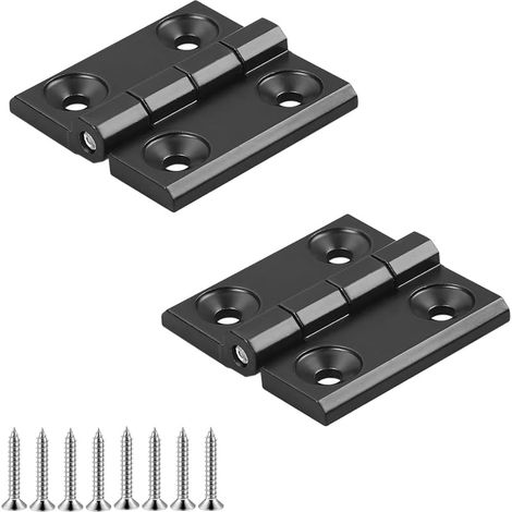 2 Pièce Noires Charnières Pliantes, 40 mm x 40 mm, Petites Charnières en Alliage de Zinc, pour Placards, Fenêtres, Armoires et Commodes