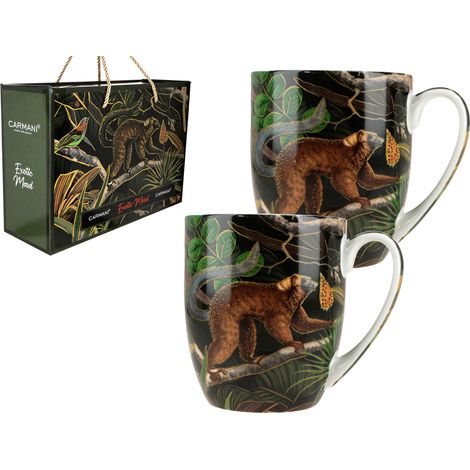 Set mit 2 exotischen Porzellantassen mit exotischen Blumen – IDEAL ALS GESCHENK (1/5)